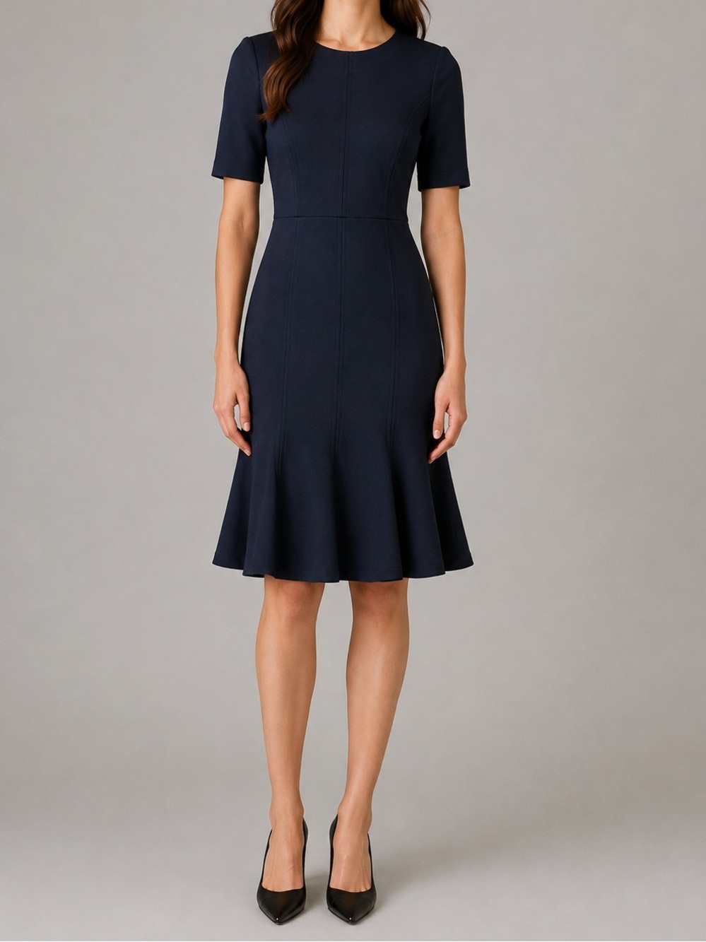 Banana Republic Fit & Flare Ponte Dress Navy Blue Size 8